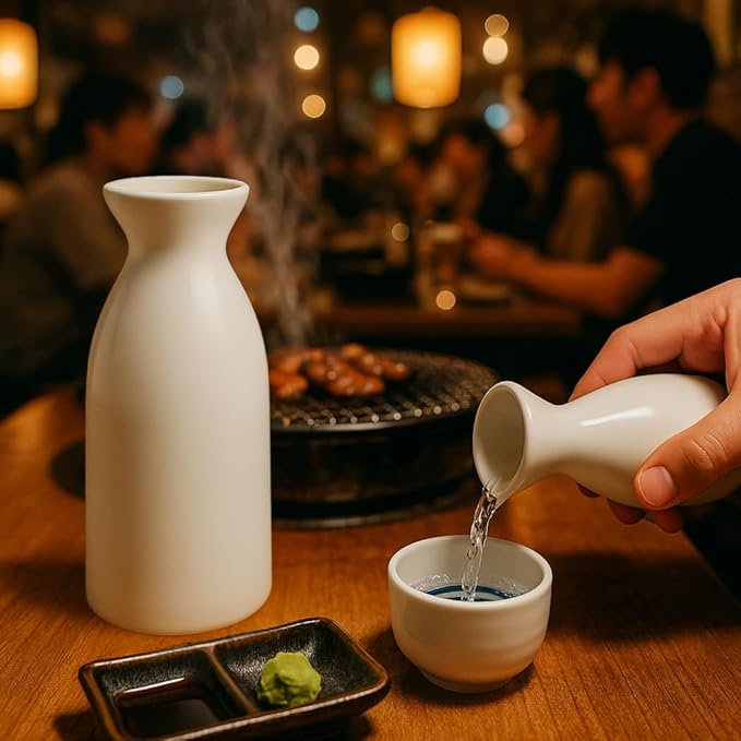 JapanBargain 2722, White Porcelain Sake Carafe Sake Bottle for Cold Sake and Hot Sake Microwave Safe, 7.5 ounce