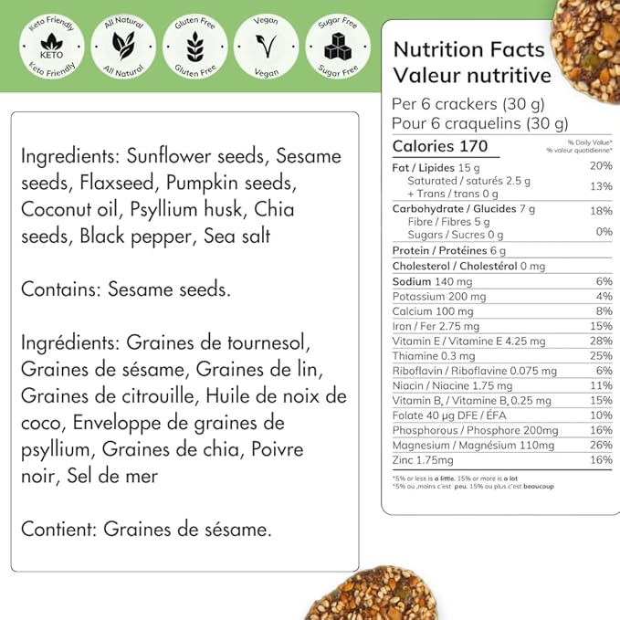 Super Seed Crackers, Gluten Free & Keto Friendly Healthy Snacks, Vegan, Zero Sugar, Paleo & Diabetic Friendly, Nut Free, 20g High Protein, 18g High Fiber, 3.56oz Each, 3-Pack, Cracked Black Pepper