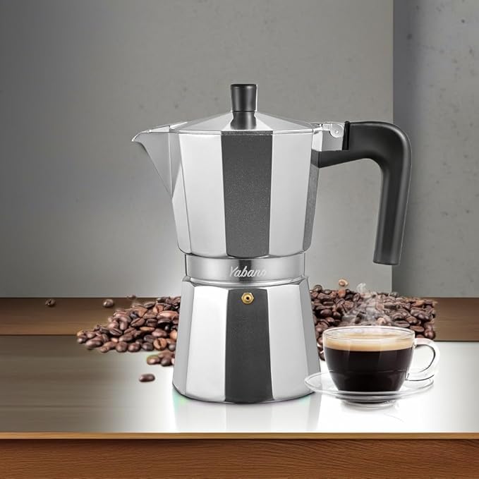 Yabano Stovetop Espresso Maker, 6 Cups Moka Coffee Pot Italian Espresso for Gas or Electric Ceramic Stovetop, Italian Coffee maker for Cappuccino or Latte