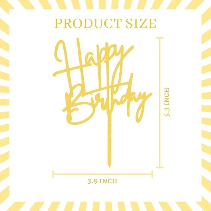 ZHENGYE Gold Acrylic Happy Birthday Cake Topper Cupcake Topper Decorations for Baby Shower Children or Adults Birthday Cake Decoration Supplies(Gold 16)