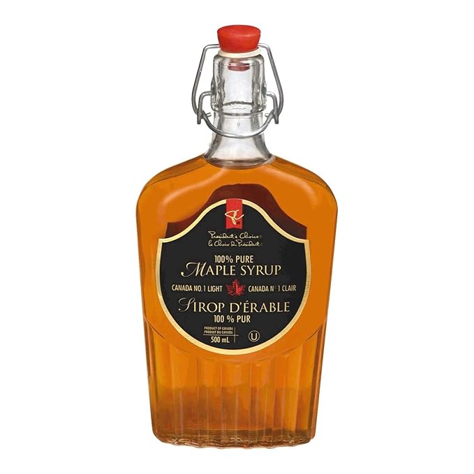 Glass President's Choice 100% Pure Syrup, Maple, 16.91 Ounce