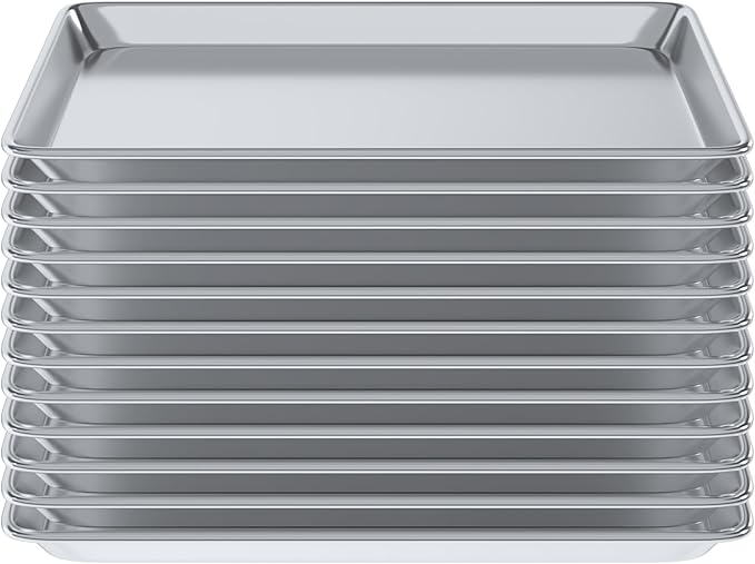 13 in. x 18 in. 19 Gauge Half Size Aluminum Bun. / Sheet Pan. Pack of 12