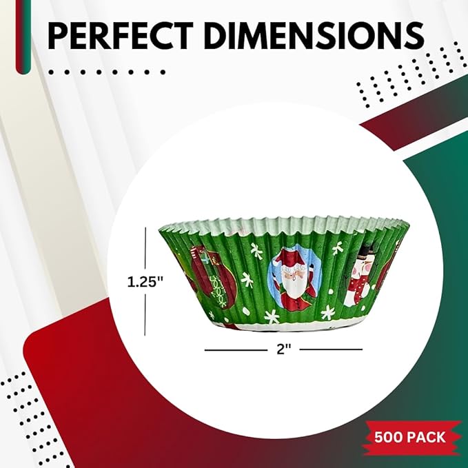Christmas Cupcake Liners, 500 ??Standard Size Xmas Design Holiday Baking Cups, Paper Muffin Cups for Christmas Parties, Holiday Decoration & Treats, Cupcake Wrappers, Cupcake Holders, cupcake carrier