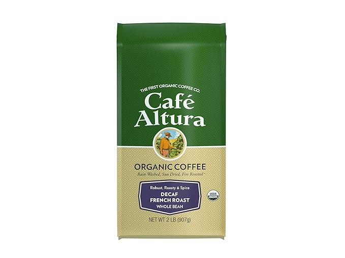 Cafe Altura Whole Bean Organic Coffee, French Roast Decaf, 2 Pound