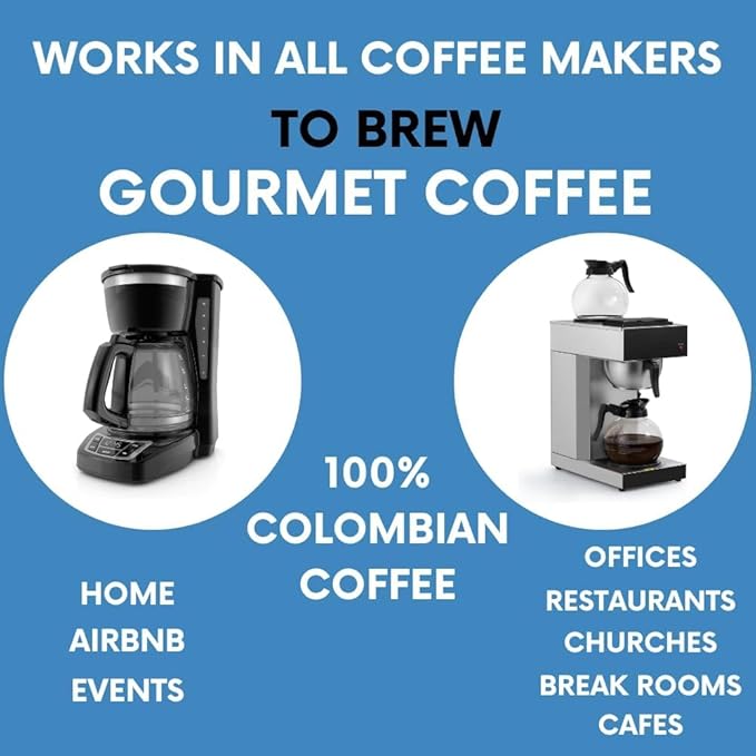 Sarasota Coffee Ground Packets | Gourmet Colombian Medium Roast Ground Coffee Packs | Columbian | Low Acid Mold Free Individual Single Pot Pouches for 12 Cup Coffee Maker | 2 Ounce Bags, 12 Count