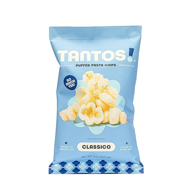 Tantos! Puffed Pasta Chips ??Healthy Pasta Snack by Top Chef Joe Sasto ??Plant-Based, Low Calorie, Crunchy Chips ??Variety Pack ??Marinara, Pesto, Cacio e Pepe, Classico ??Gourmet Bold Flavors (1 oz 8 Pack, Classico)
