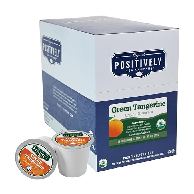 Organic Positively Tea Company, Green Tangerine Green Tea, K-Cup Compatible, 24 Pods