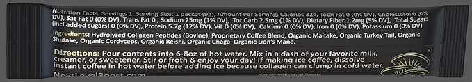 Original Organic mushroom Instant Coffee - 10 x 9g Packets - Healthy Coffee alternative and Substitute - With Dynamine, Collagen, Lions Mane and Antioxidant