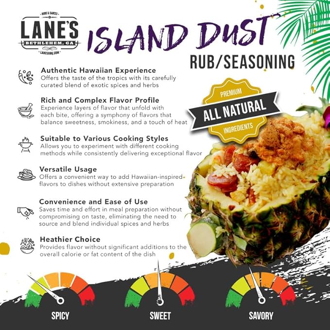 Lane's Island Dust Rub Alaea Hawaiian Sea Salt Seasoning Salt, All-Natural Hawaiian Alea Red Sea Salt Spice for Seafood & Meat, Made in USA, 11.5 Oz
