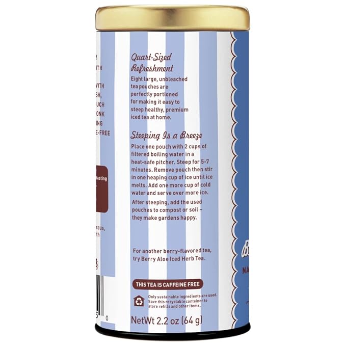 The Republic of Tea - Blueberry Hibiscus Iced Tea, 8 Tea Bags, Herbal Tea, Caffeine Free