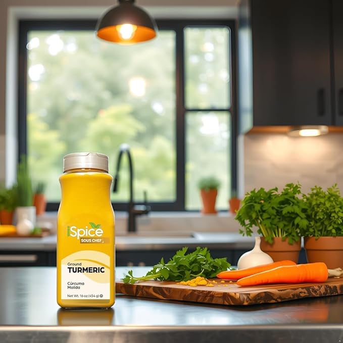 iSpice Pure Premium Ground Turmeric Powder | All Natural Tumeric Fresh| Ready to Use Golden Turmeric Root Extract | Turmeric Spice | Gluten Free | Keto Friendly | 16 OZ