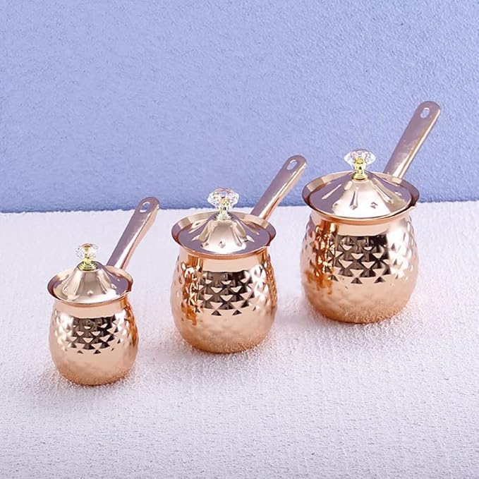 20 Oz / 600 Ml Stainless Steel Turkish Greek Arabic Coffee Pot, Stainless Steel Stovetop Coffee Maker with Lid and Handle, Espresso Maker, Milk & Butter Warmer, Rose Gold