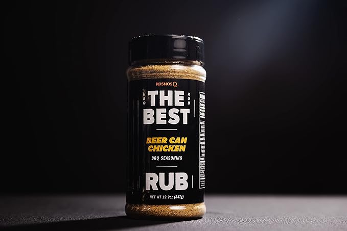Kosmos Q The Best Beer Can Chicken Rub, BBQ Meat Dry Rub and Seasoning with Garlic, Onion, Bell Pepper, Lemon Peel & Spices. Perfect for Baked Chicken, Dumplings, Enchiladas. 12.2 Oz Shaker Bottle