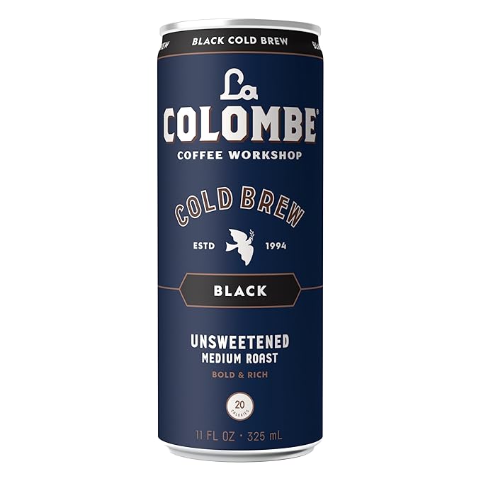 La Colombe Coffee, Cold Brew Black, Unsweetened, 11 fl oz Cans (Pack of 12), Coffeehouse Quality, Natural Sweetness, Specialty Grade Coffee Beans, Ready-to-Drink On-the-Go