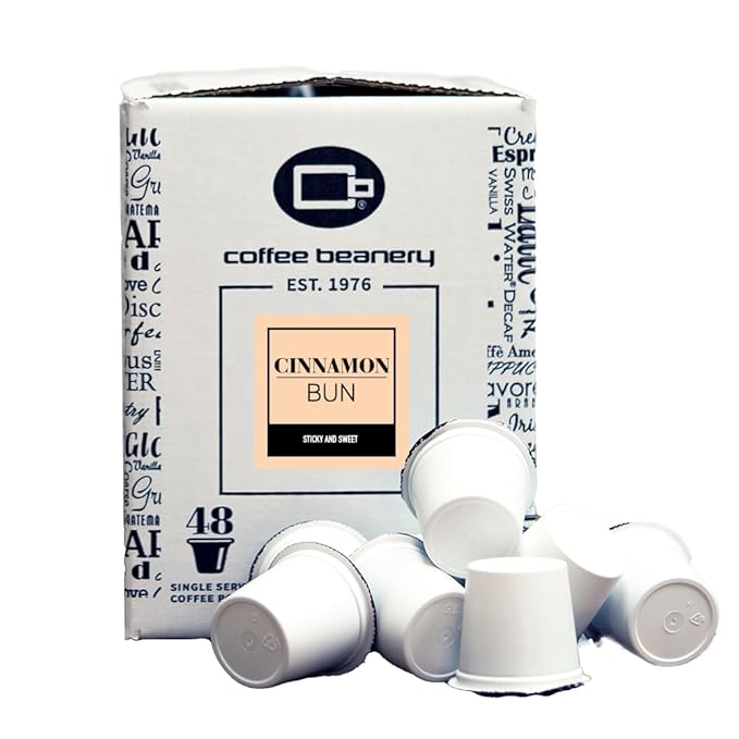 Cinnamon Bun Coffee Pods by Coffee Beanery | 96ct Bulk Flavored Coffee Pods Medium Roast Coffee Pods| 100% Specialty Arabica Coffee| Gourmet Coffee Pods
