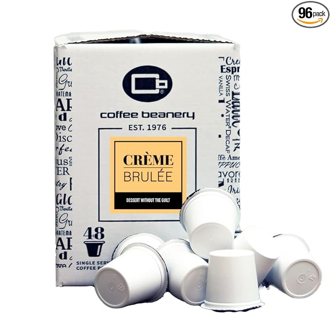 Creme Brulee Coffee Pods by Coffee Beanery | 96ct Bulk Flavored Coffee Pods Medium Roast Coffee