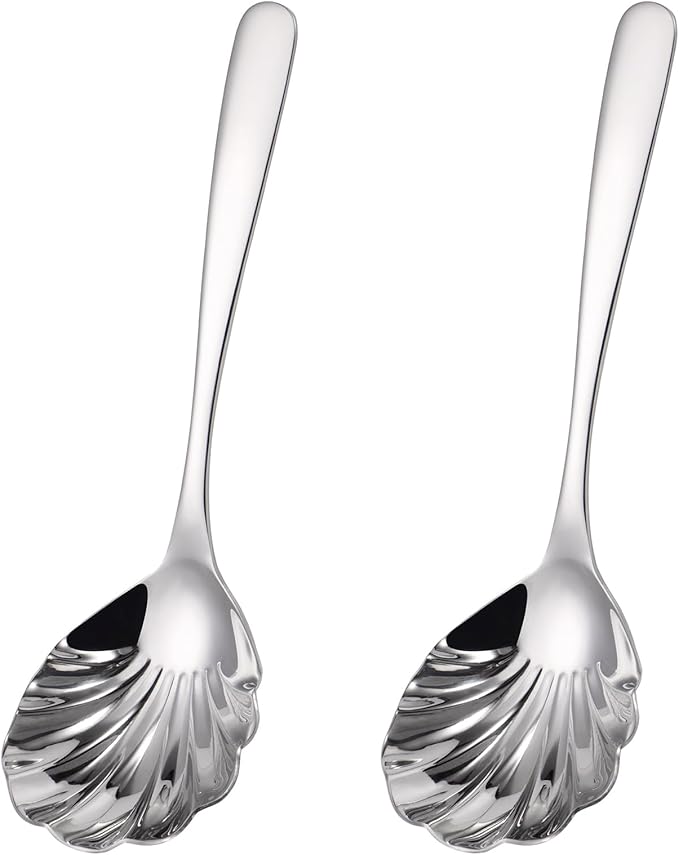 Large Serving Spoon,9" Serveware Spoons Set,Stainless Steel Catering Serving Utensils for Party Buffet Dinner Banquet Cooking Kitchen Basics,Dishwasher Safe(Silver)