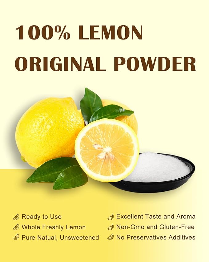 ORGFUN Original Lemon Powder, Freeze Dried Lemon Juice Powder, Great for Beverages, Smoothies, Baking 7.06 Oz
