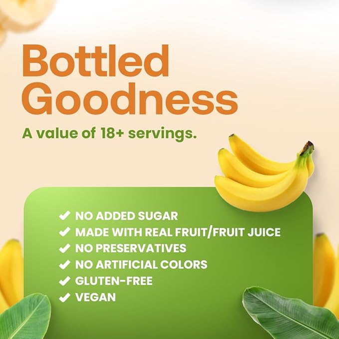 Dr. Smoothie 100% Crushed Banana ??No Added Sugar, Made with Real Fruits/Fruit Juice ??Vegan, No Artificial Colors or Flavors ??Rich & Creamy Sweetness of Perfectly Ripe Bananas ??46 oz Bottle