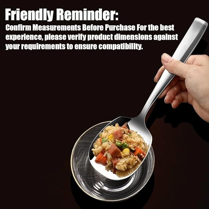 X-Large Buffet Serving Spoon,Heavy Duty Square head 9.5X2.8 inches 316L Stainless Steel Serving Spoon Pack of 1,Silver