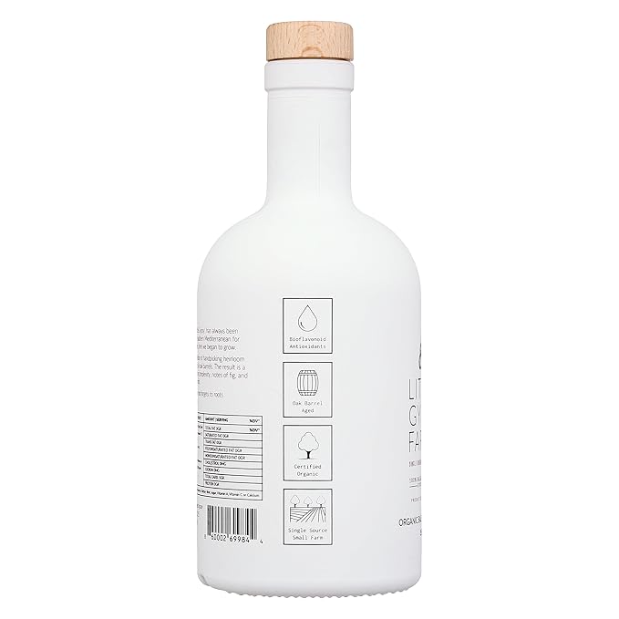 Organic Balsamic Vinegar from Little Gypsy Farms | First Cold-Pressed and Oak Barrel Aged | Notes of Fig with Strawberry Finish | Single Family Farms in Greece (350ml)
