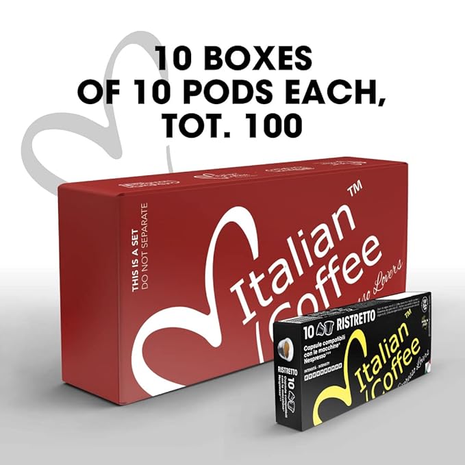 Italian Coffee for Espresso Lovers pods compatible with Nespresso Original machines, Italian Expresso capsules (100 Ristretto regular pods, 100 Count (Pack of 1))