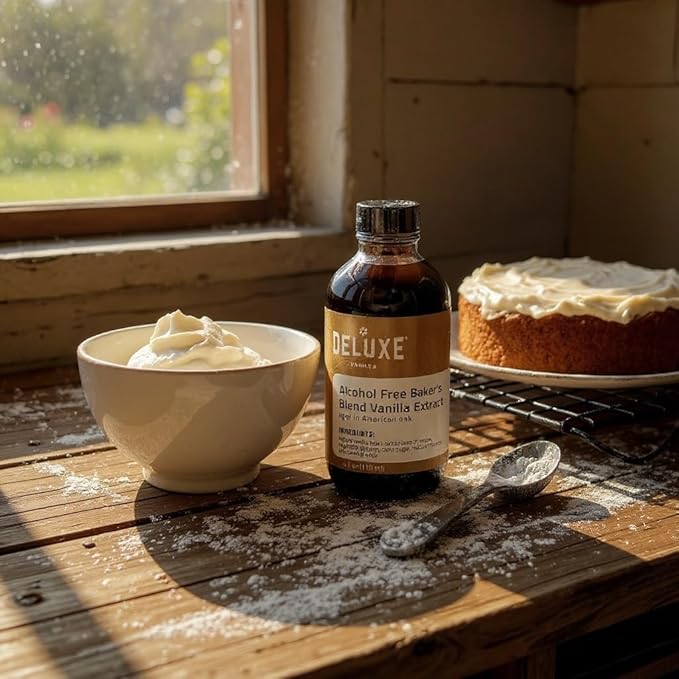 Alcohol Free Vanilla Extract Bakers Blend 4 fl oz Small Batch Producted in Oak Barrel Aged Intense Flavor - Non Alchoholic