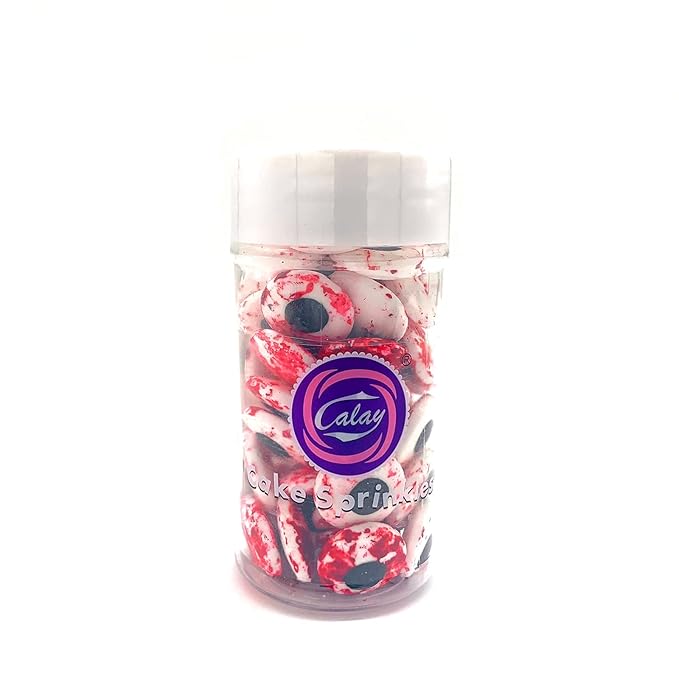 Weraru Big Candy Bloody Red Eyeballs Eye Ball Sweets Cake Cupcake Toppers Cookie Dessert Sprinkles Decorations for Birthday Party Supplies 3.4 Ounce