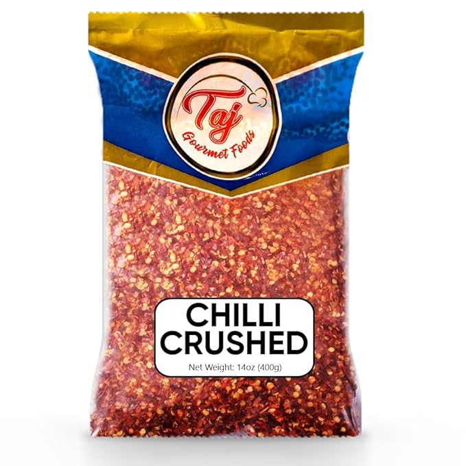 TAJ Crushed Red Pepper Flakes | 14-Ounce | Chili Flakes Crushed Chilli for Pizza Flakes