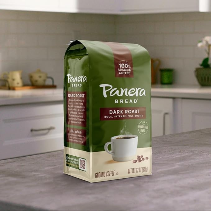 Panera Bread Dark Roast Ground Coffee, 100% Arabica Coffee, Kosher, 12 Ounce (Pack of 6)