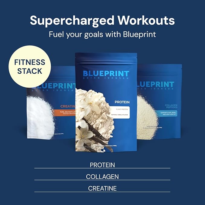 Blueprint by Bryan Johnson Vegan Protein Meal Replacement ??Plant Based Hemp Protein with 27g Protein Per Serving ??Low Calorie, Flavored Protein for Women & Men ??Dairy Free ??15 Servings - Vanilla