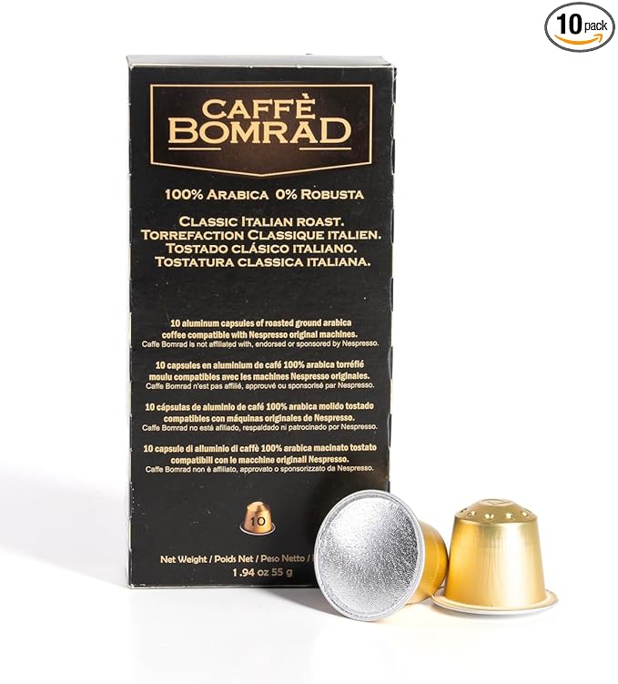 Caffè Bomrad 100% Arabica | 0% Robusta | 100% Made in Italy | 10 Aluminum Coffee Capsules