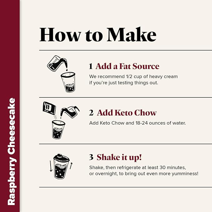Keto Chow Raspberry Cheesecake | Keto Meal Replacement Shake Powder | Nutritionally Complete | Low Carb | Delicious Easy Meal Substitute | Protein Rich You Choose The Fat | 21 Meal Serving