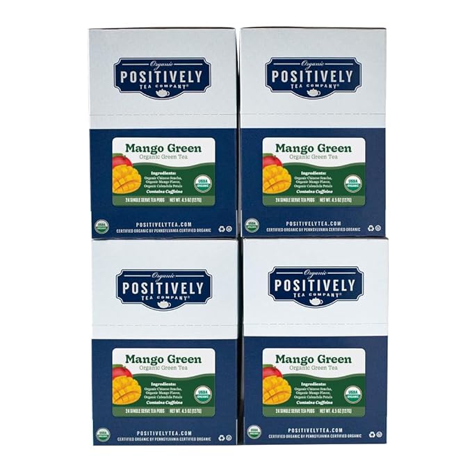 Organic Positively Tea Company, Mango Green Tea, K-Cup Compatible, 96 Pods