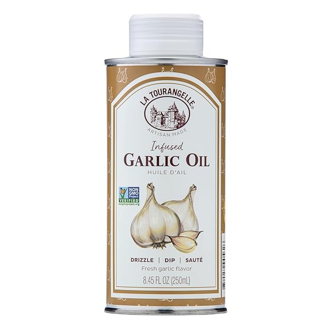 La Tourangelle, Infused Trio of Oils - Basil Oil, Garlic Oil, White Truffle Oil,Complex Gourmet Earthy Flavor for Drizzling over Pasta, Popcorn, Vegetables, Potatoes, Soup and More, 8.45 Fl Oz (Set of 3)