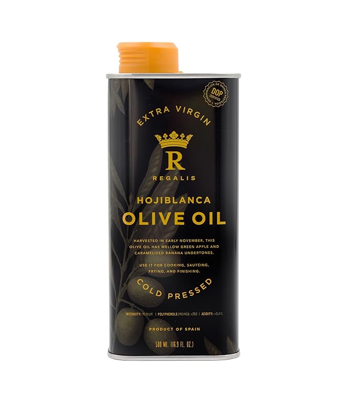 Regalis Cold Pressed Hojiblanca Extra Virgin Olive Oil, 500ML, D.O.P Certified, Non-GMO, Finishing Oil