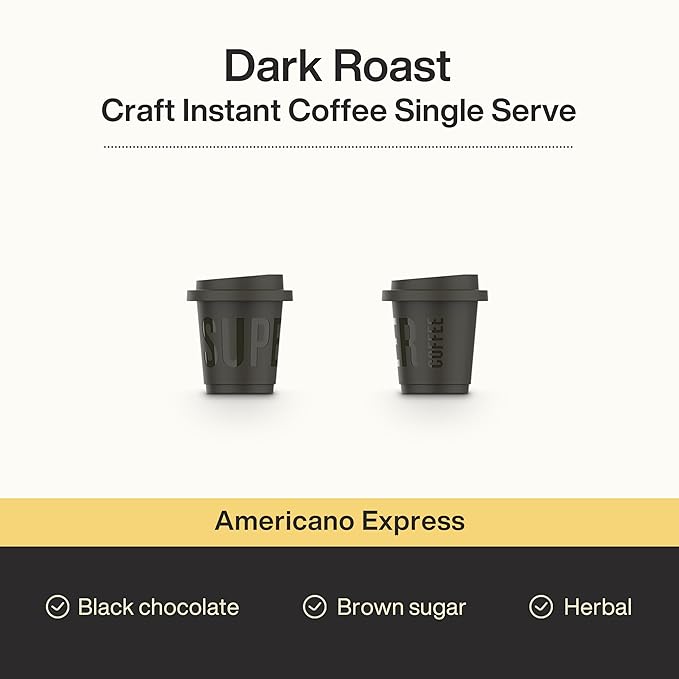 SATURNBIRD Express Instant Coffee, Latte & Americano Flavor Mix—Dark Roast, Instant Cold Brew Iced Coffee, Freeze Dried Arabica Powder, 24 Single Serve Coffee Packets for Traveling Camping Home