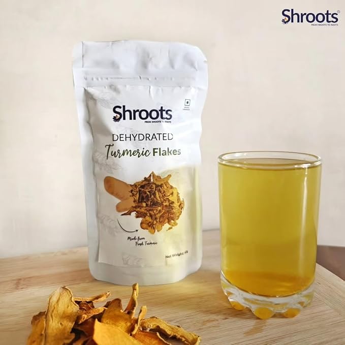 SHROOTS Dehydrated Turmeric Flakes Pure Vegetarian Gluten-Free 1.59 oz, Pack of 1