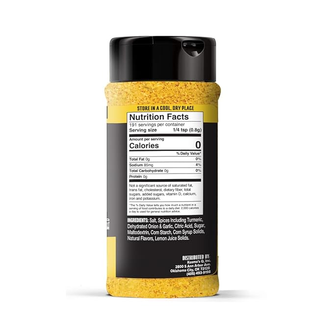 Kosmos Q Lemon Pepper Seasoning Wing Dust, Lemon Pepper Powder Chicken Wing Seasoning For Chicken, Fish, Popcorn & More, Zesty Citrus & Touch of Heat, Dry Rub Dust For Grilling, 5 Oz Shaker Bottle