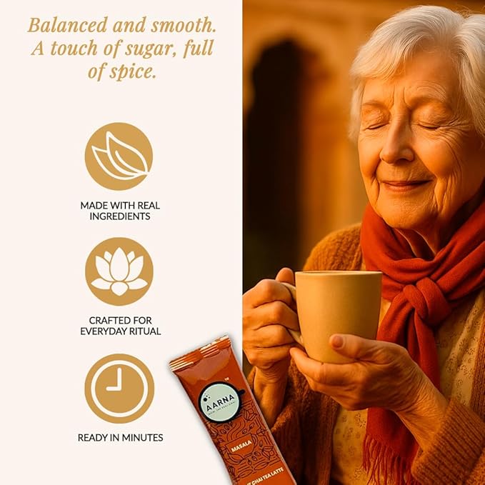 Bagan of Aarna Instant Masala Chai, Tea Powder Mix, Spiced Tea, All Natural Chai Tea, Authentic Chai Mix, Masala Spiced Chai Powder With Natural Flavour, Makes 10 Cups (Masala Low Sugar)