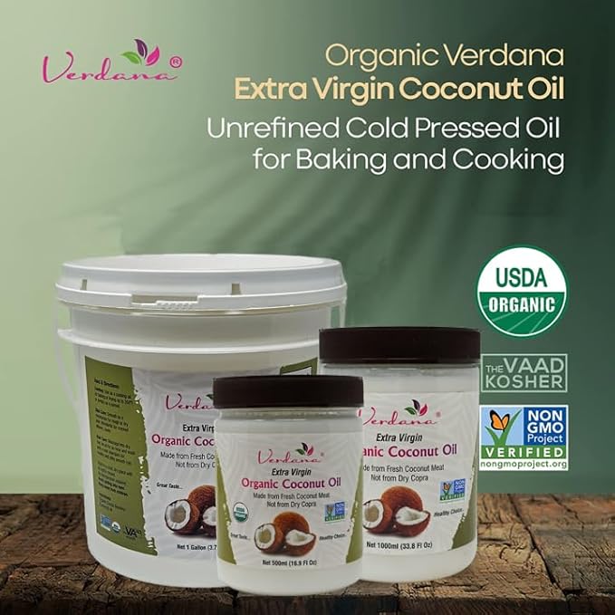 Verdana Extra Virgin Coconut Oil ??USDA Organic, Unrefined Cold Pressed Oil for Baking and Cooking ??1 Gallon