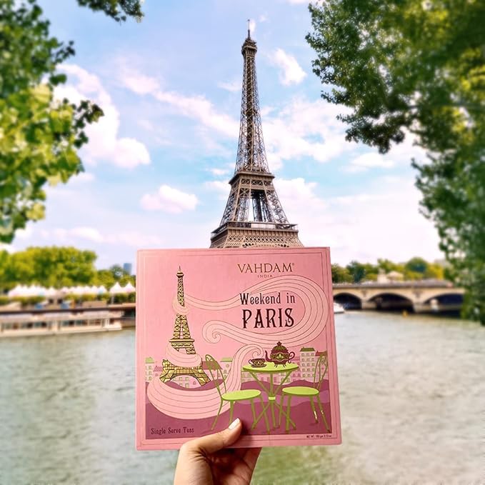 VAHDAM, Weekend in Paris Tea Gift Set - 9 Assorted Teas | Travel Edition Gift Box | Natural Ingredients Luxury Tea Set | Gluten Free, Non-GMO