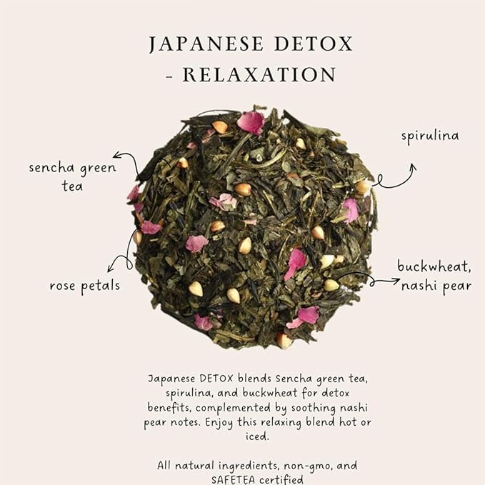 Palais des Th챕s - Organic Japanese Wellness Green Tea for Relaxation with Spirulina, Buckwheat, and Nashi Pear - 4.2oz Loose Leaf Metal Gift Tin