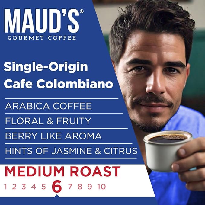 Maud's Columbian Coffee Pods, 18 ct, Single Origin, Medium Roast Coffee in Recyclable Single Serve Pods – 100% Arabica Coffee, Compatible with Keurig K Cups Maker