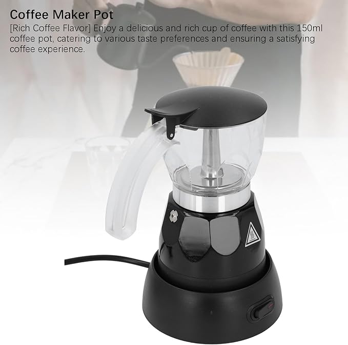 Asixxsix Electric Espresso Maker, 150ML Electric Espresso Coffee Maker, Electric mocha Pot with Detachable Base, Aluminum Electric Mocha Pot, Coffee Machine for Home Kitchen Office