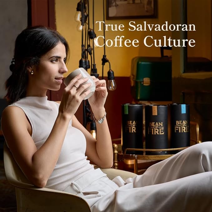 Bean of Fire El Salvador Red Bourbon Honey Ground Coffee ??Medium Roast, Single Origin Specialty, Smooth & Fruity Cup (16 oz)
