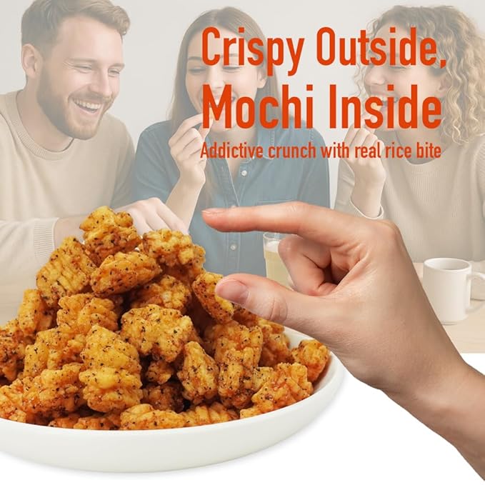 Mochi Rice Nuggets ??Black Pepper Soy Flavor, Spicy Japanese Rice Crackers, 140g (4.9oz) NON-GMO Additive-free japanese snacks Crispy rice snacks, Japanese food