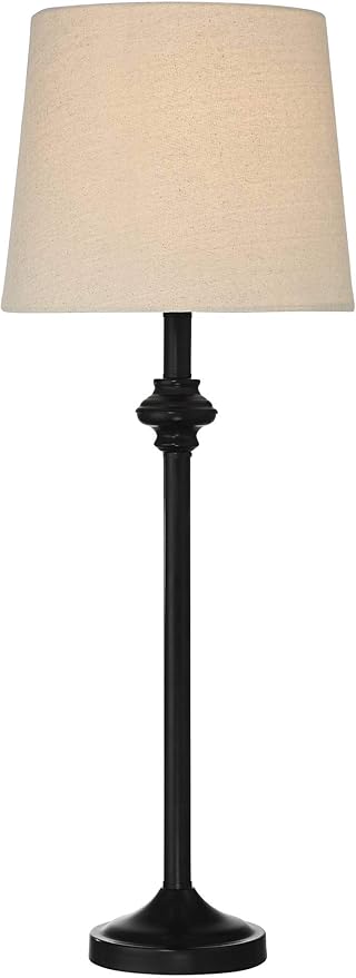 360 Lighting Carter Traditional 3 Piece Table Floor Lamp Set Black Metal Cream Fabric Tapered Drum Shade Decor for Living Room Bedroom House Bedside Nightstand Home Office Reading Family