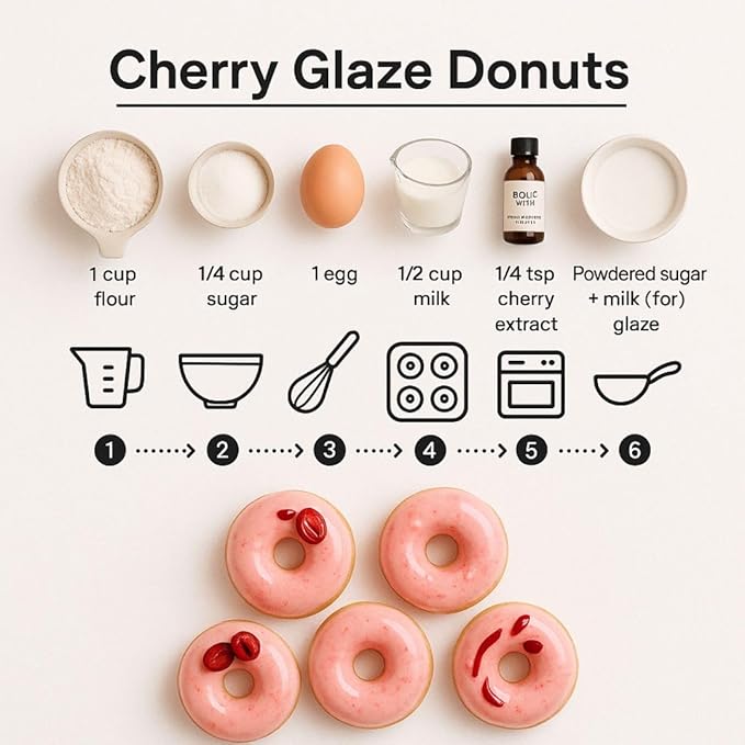 Dolce Flav Cherry Extract ??8 Ounce Oil-Soluble Kosher, Sugar-Free, Concentrated Fruity Flavor for Candy, Chocolates & Desserts, Includes Measured Dropper