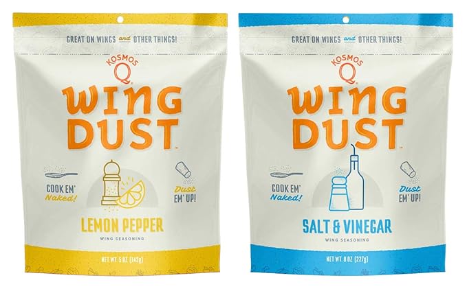 Kosmos Q Wing Dust Grill Spices and Seasonings Set - 11 Flavor Variety Chicken Wing Seasoning Gift Set - Dry Rubs for Grilling & Smoking - BBQ Spices Include Buffalo, Garlic Parmesan, Cajun, and More
